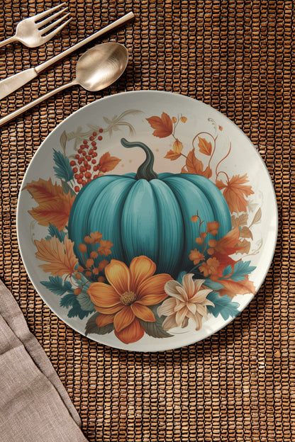 Thermosaf Polymer Plastic Rustic Blue Pumpkin Plates