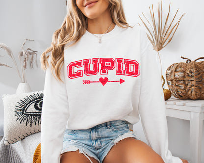 Cupid Valentine Shirt Retro Romantic Womens Crewneck Sweatshirt