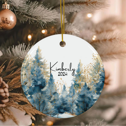 Personalized Winter Forest Christmas Ornament