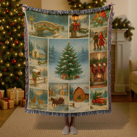 Woven Christmas Throw Blanket