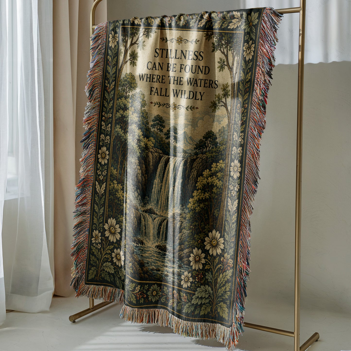 Waterfall Throw Blanket Woven Tapestry