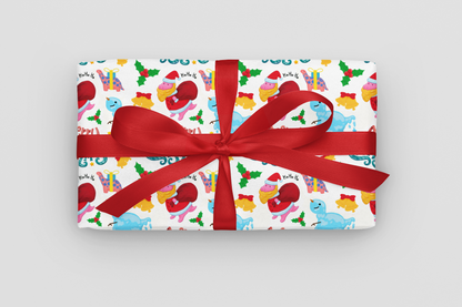 Dinosaur Christmas Wrapping Paper Roll Holiday Gift Wrap Cute Dinosaur Wrapping Paper 6 Foot Roll Gift Wrapping Paper