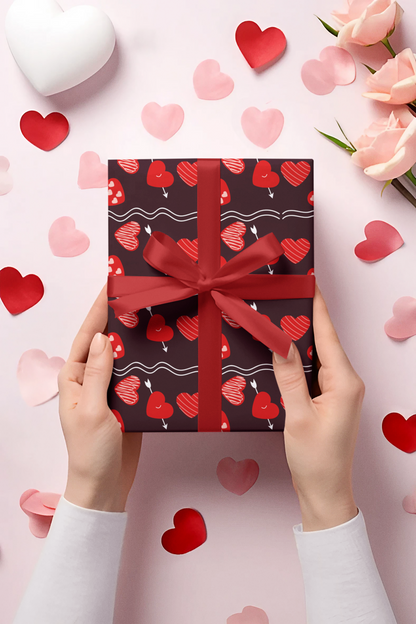 Red Hearts Valentines Day Wrapping Paper