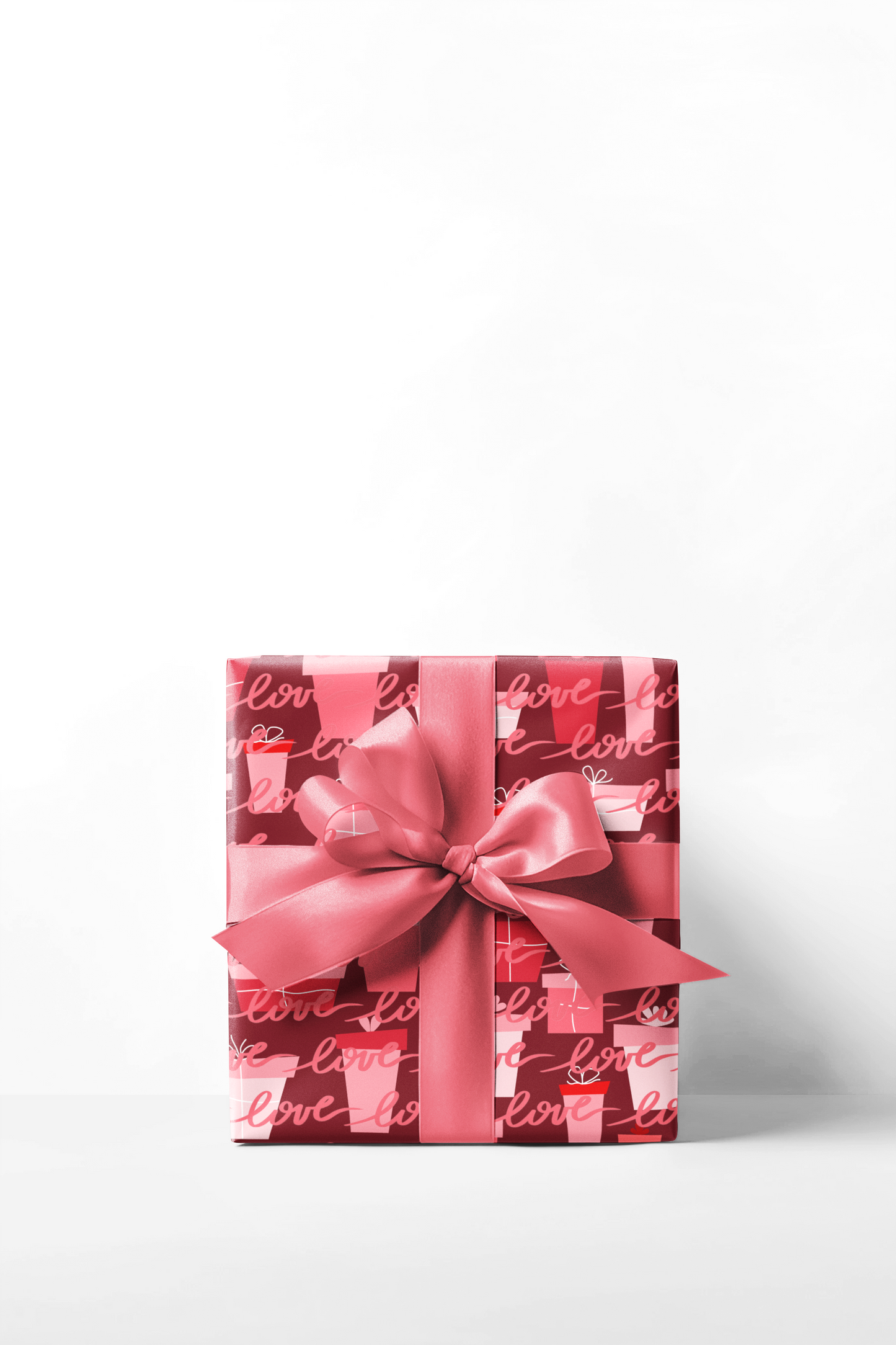 Pink Valentines Day Mid Century Modern Wrapping Paper