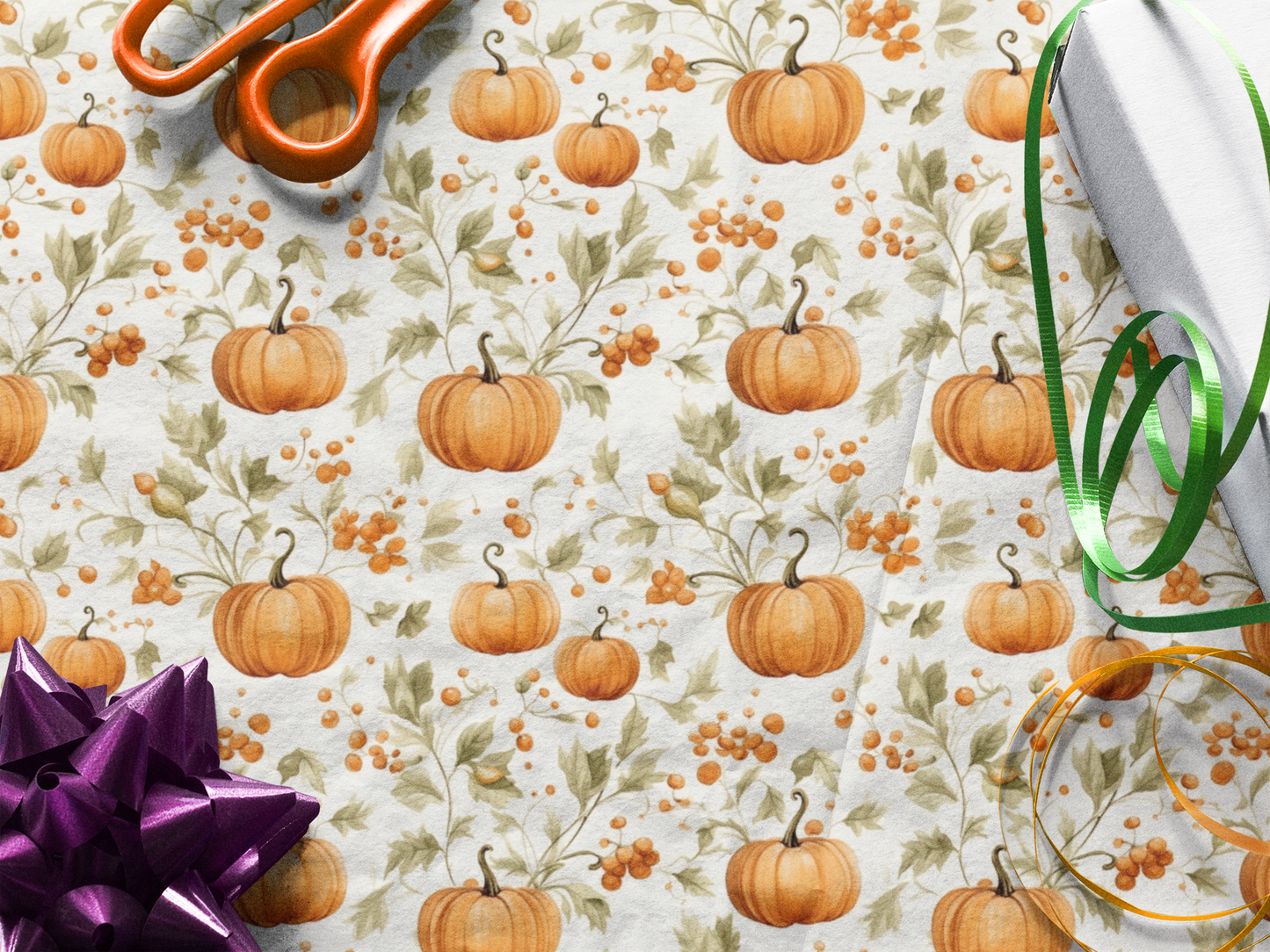 Halloween Wrapping Paper Holiday Wrapping Paper Roll Pumpkin Wrapping Paper 6 Foot Roll Gift Wrapping Paper Autumn Wrapping Paper