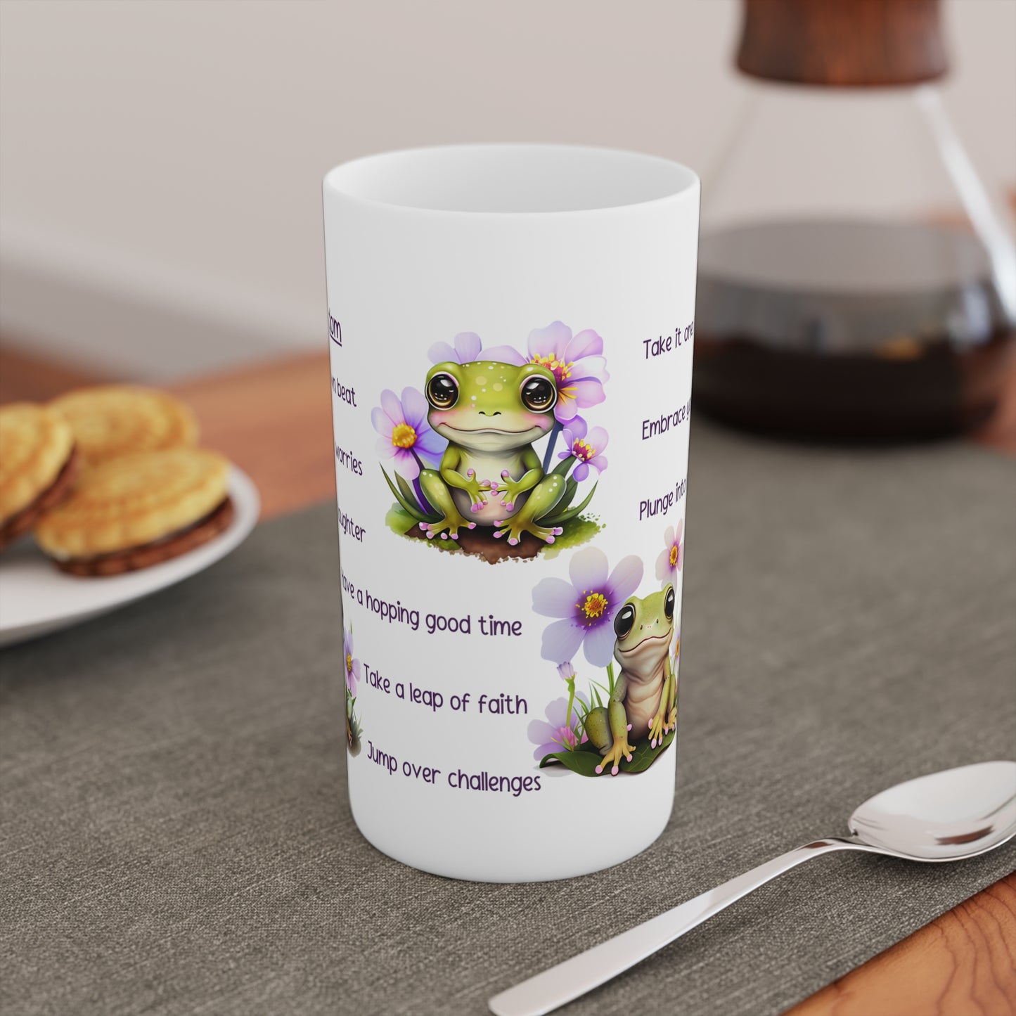 12 oz Ceramic Mug Frog Coffee Cup Filled With Frog Wisdom