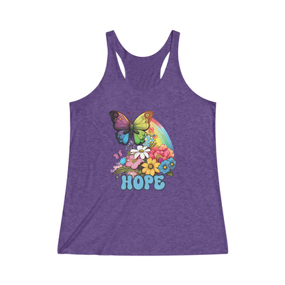 Women's Retro Rainbow Butterfly Hope Racerback Tank Top