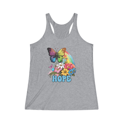 Women's Retro Rainbow Butterfly Hope Racerback Tank Top