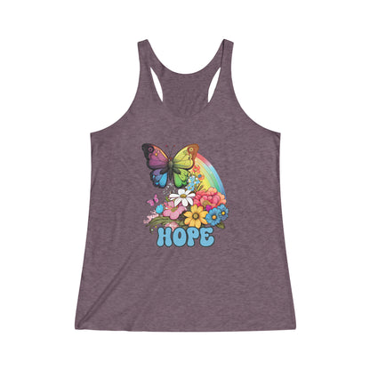 Women's Retro Rainbow Butterfly Hope Racerback Tank Top