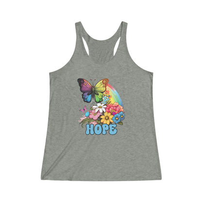 Women's Retro Rainbow Butterfly Hope Racerback Tank Top