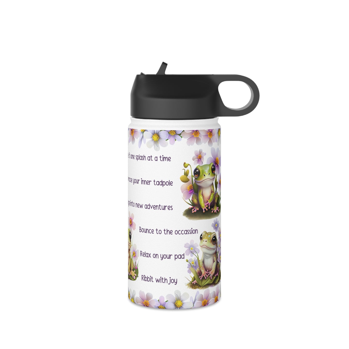 12oz Frog Themed Stainless Steel Reusable Water Bottle with Standard Lid