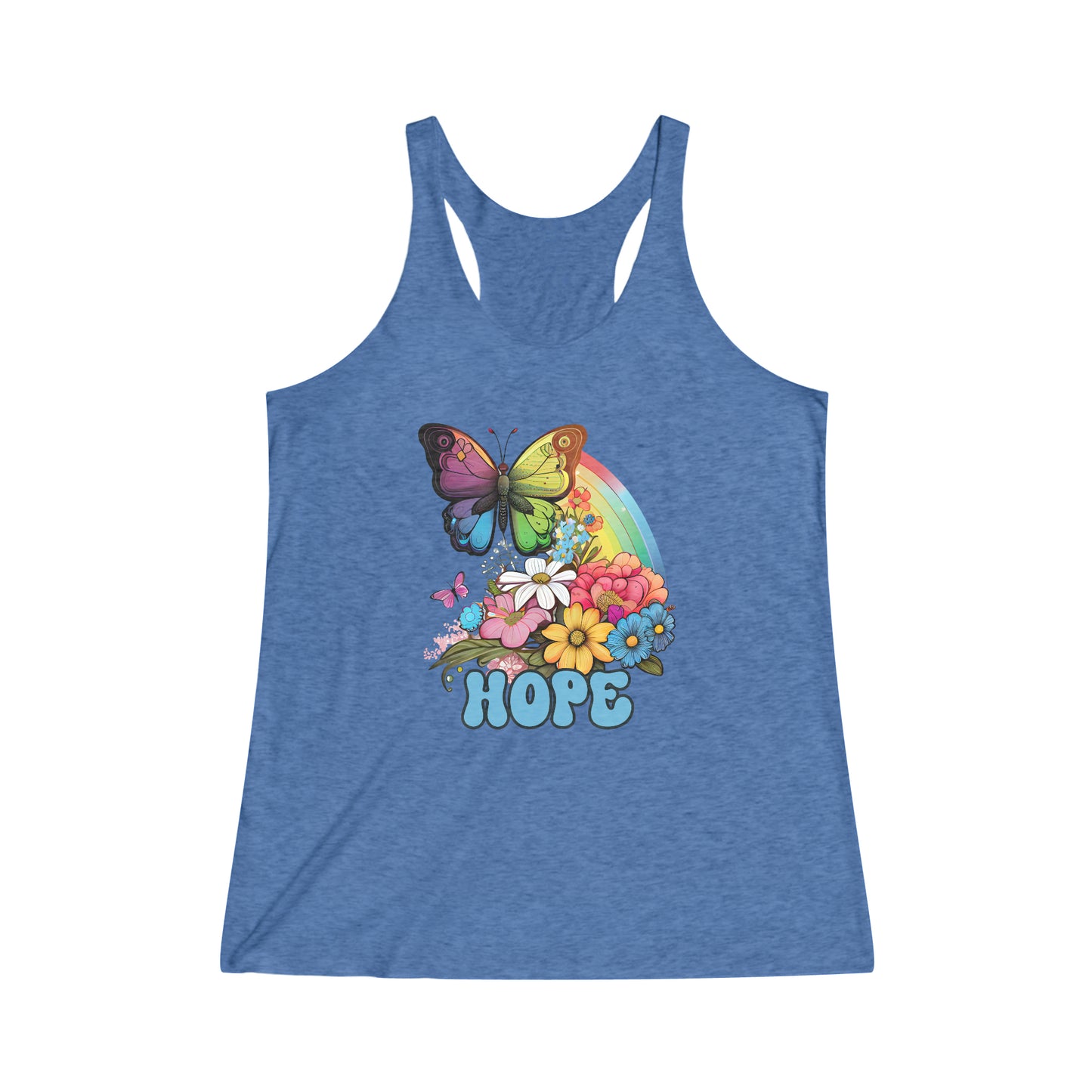 Women's Retro Rainbow Butterfly Hope Racerback Tank Top