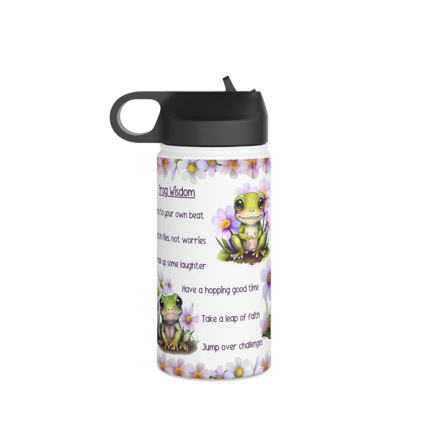 12oz Frog Themed Stainless Steel Reusable Water Bottle with Standard Lid